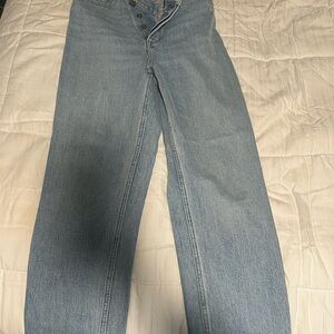 Abercrombie & Fitch Light Blue Straight Leg Jeans The Dad High Rise